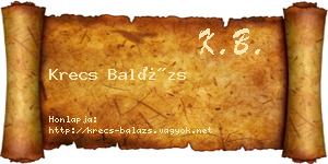 Krecs Balázs névjegykártya